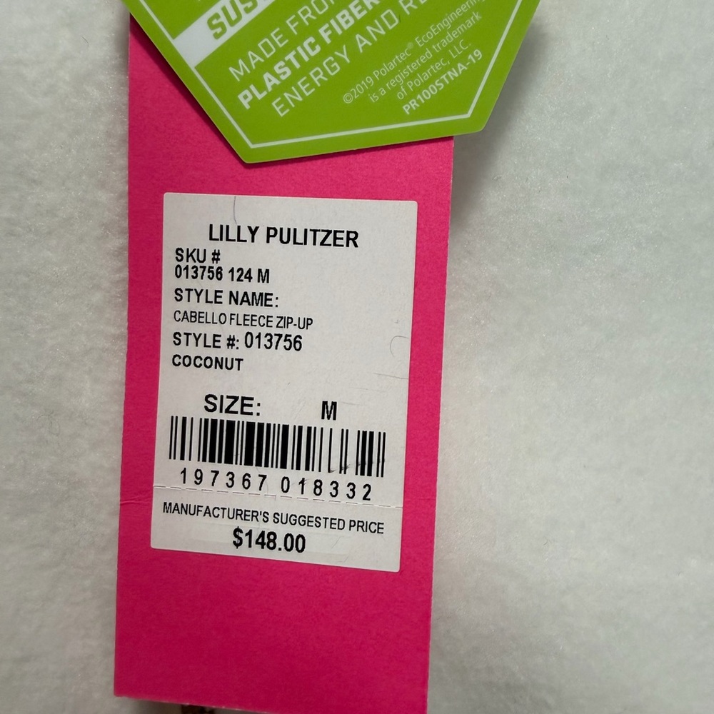NWT Lilly Pulitzer Cabello Fleece Zip-Up in Color Coconut - Picture 6 of 8